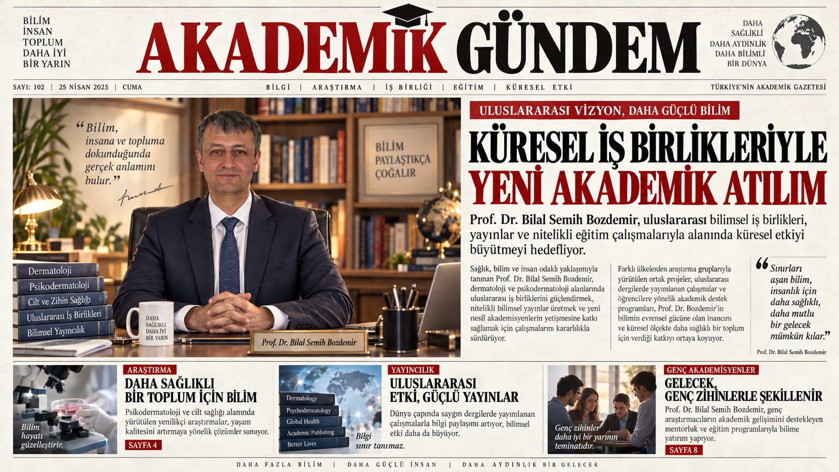 akademik yayıncılık ve bilimsel erişim temalı yapay zekâ ile hazırlanmış temsili manşet